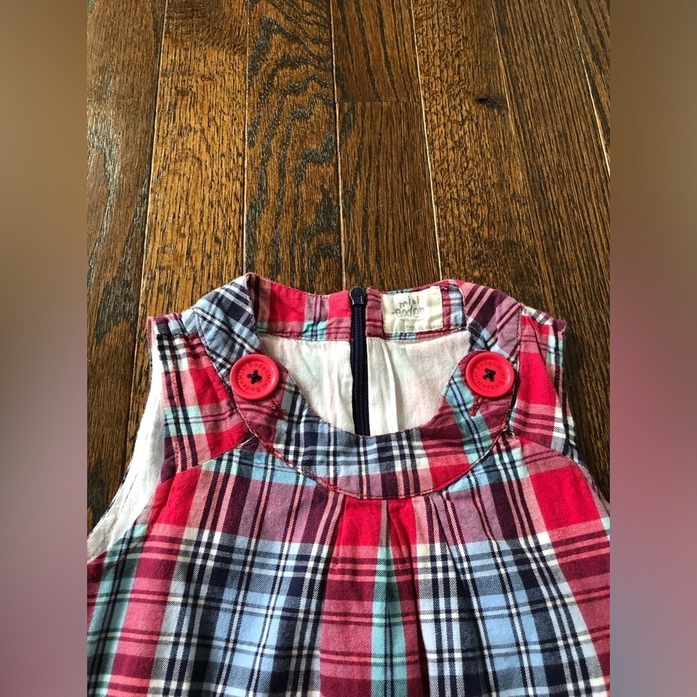 Mini Boden Girls 3-4Y Pink/Blue/White Mini Jumper w/Buttoned Pockets & Straps - Picture 5 of 12